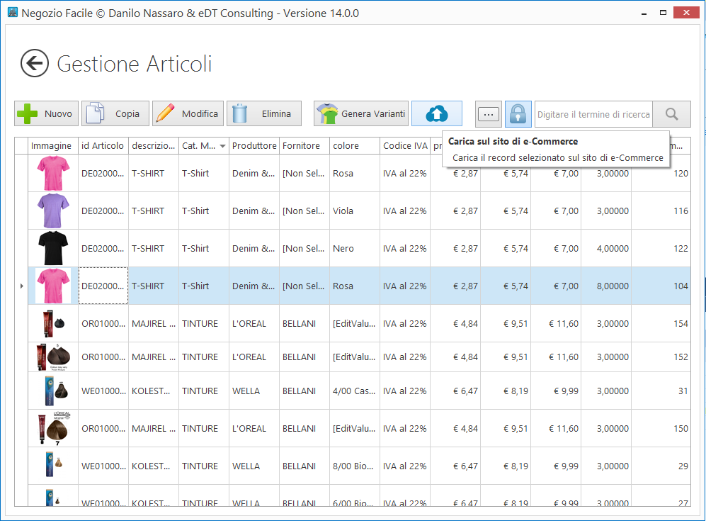 Negozio Facile: gestione articoli